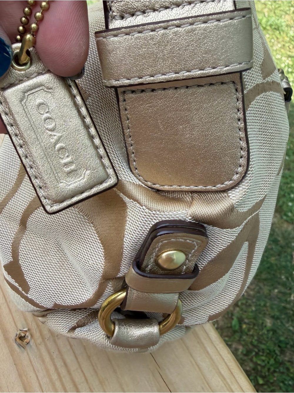 Coach Beige Signature Canvas Hobo Shoulder Bag - Picture 7 of 16